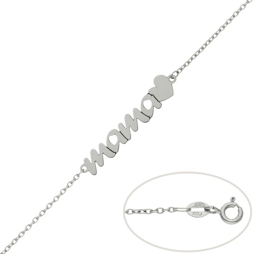 [PU1385] PULSERA ORO BLANCO 18KL MAMA + CORAZON