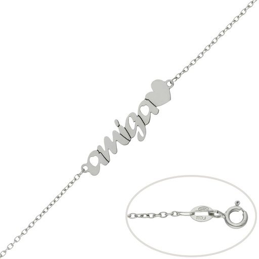 [PU1384] PULSERA ORO BLANCO 18KL AMIGA + CORAZON