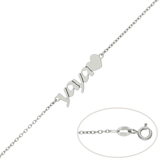 [PU1383] PULSERA ORO BLANCO 18KL YAYA + CORAZON
