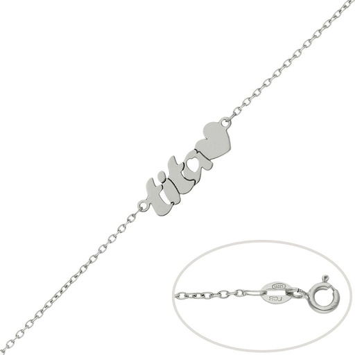 [PU1382] PULSERA ORO BLANCO 18KL TITA + CORAZON
