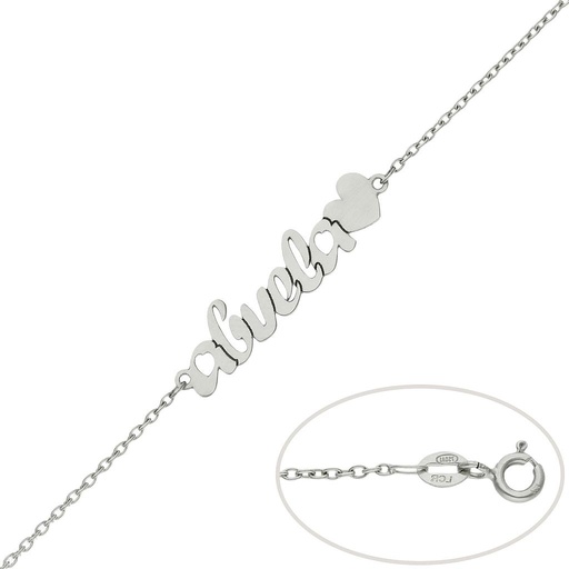[PU1381] PULSERA ORO BLANCO 18KL ABUELA + CORAZON