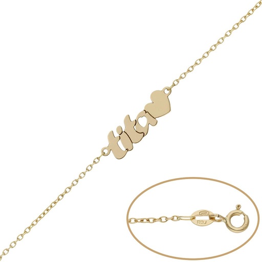 [PU1373] PULSERA ORO 18KL TITA + CORAZON
