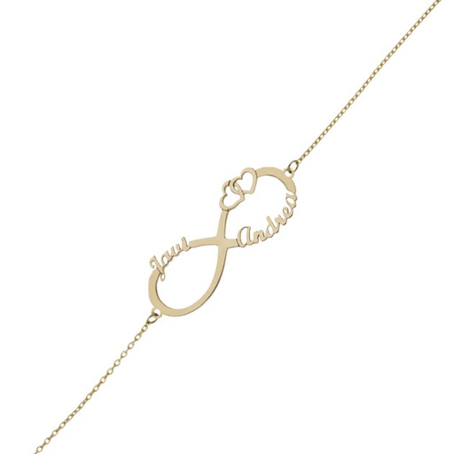 [PU1366] PULSERA ORO 18KL INFINITO + CORAZONES