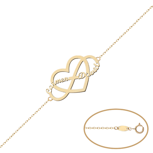 [PU1358] PULSERA ORO 18KL CORAZON + INFINITO
