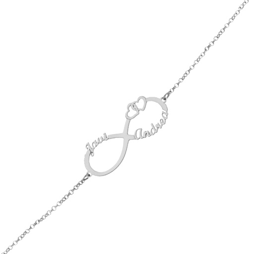 [AG247] PULSERA PLATA 925MM INFINITO + CORAZONES