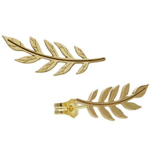 [P1344] Pendientes oro 18 kt trepadores hoja