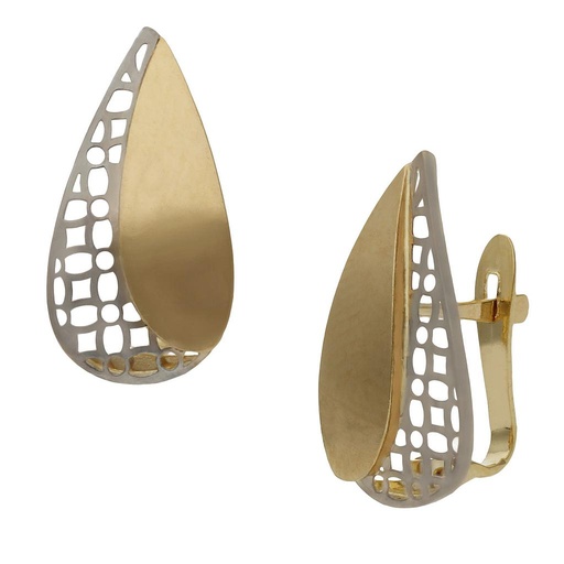 [P1456] Pendientes oro 18 kt bicolor - 9x17 mm