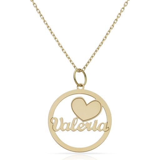 [G890] GARGANTILLA ORO 18KL NOMBRE + CORAZON