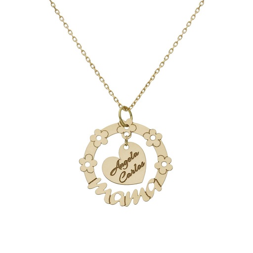 [G999] GARGANTILLA ORO 18KL MAMA + FLORES
