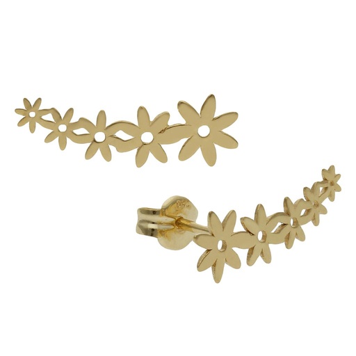 [P1338] Pendientes oro 18 kt trepadores margaritas