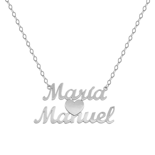 [AG2027] GARGANTILLA PLATA 925MM 2 NOMBRES + CORAZON