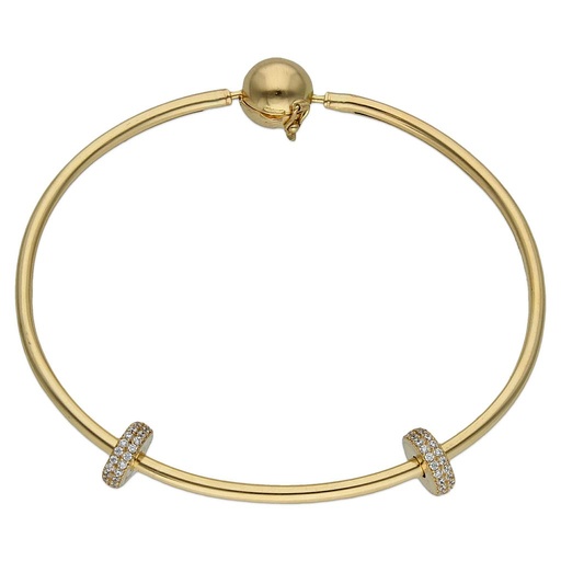 [CH3] PULSERA ORO 18KL RIGIDA STOPPERS CIRCONITAS