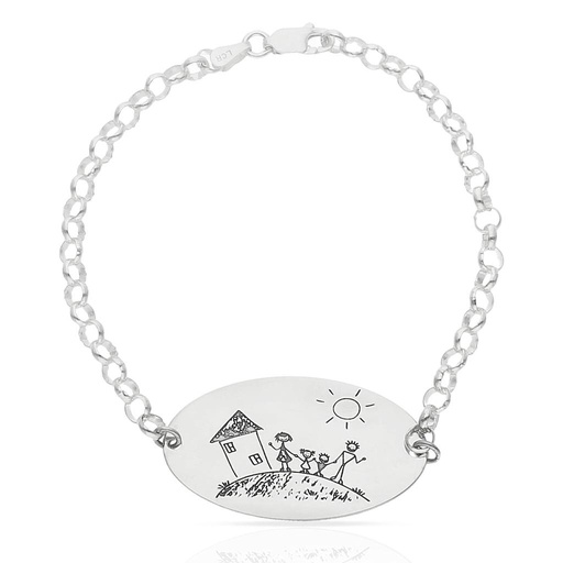 [AG331] PULSERA DIBUJASUEÑOS CHAPA OVALADA PLATA 925MM
